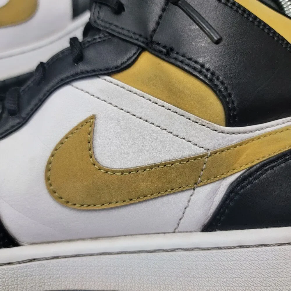 Nike Air Jordan 1 Mid White University Gold Pollen Black 554724-177 Men Size 11